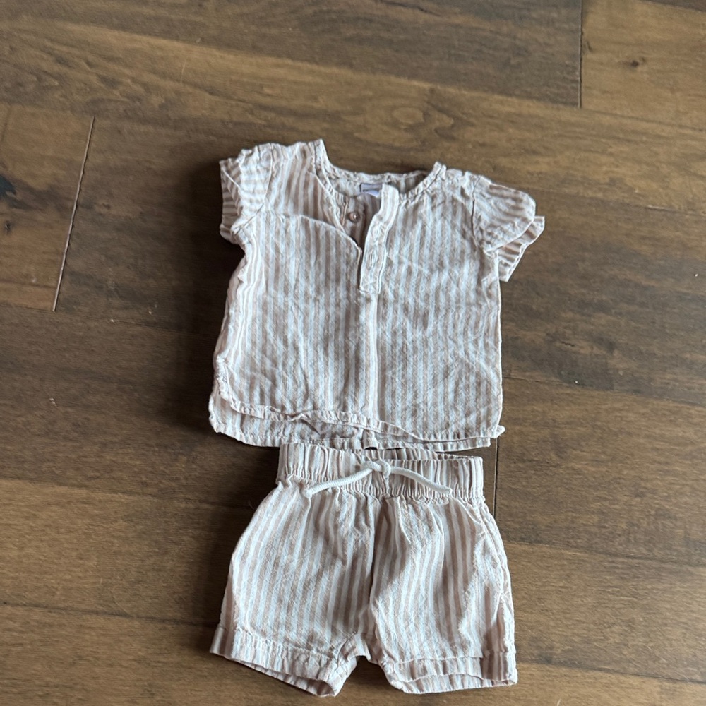 Carter's Beige and White Striped Baby Top